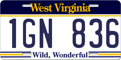 WV license plate 1GN836