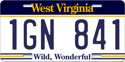 WV license plate 1GN841