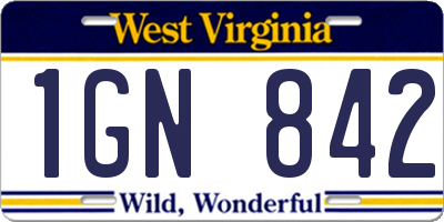 WV license plate 1GN842