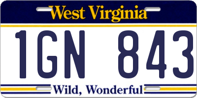 WV license plate 1GN843