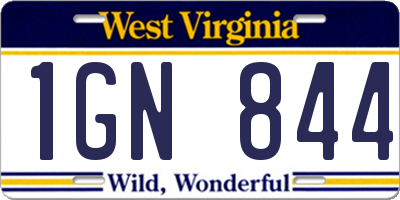 WV license plate 1GN844