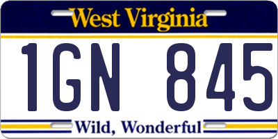 WV license plate 1GN845