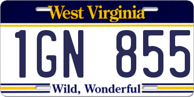 WV license plate 1GN855
