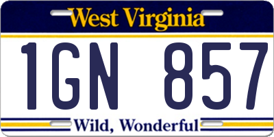 WV license plate 1GN857