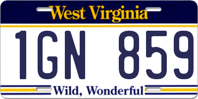 WV license plate 1GN859