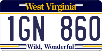 WV license plate 1GN860