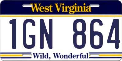 WV license plate 1GN864