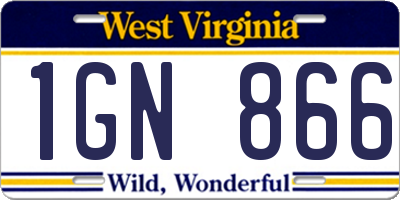WV license plate 1GN866