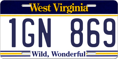 WV license plate 1GN869