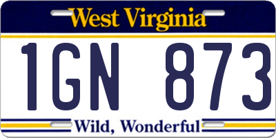 WV license plate 1GN873