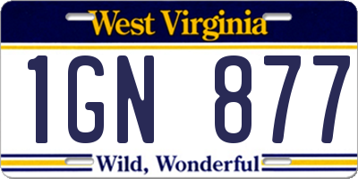WV license plate 1GN877