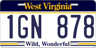 WV license plate 1GN878