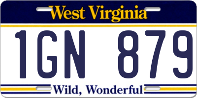 WV license plate 1GN879