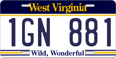 WV license plate 1GN881