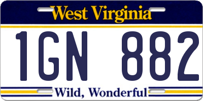 WV license plate 1GN882