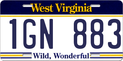 WV license plate 1GN883