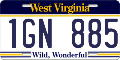 WV license plate 1GN885