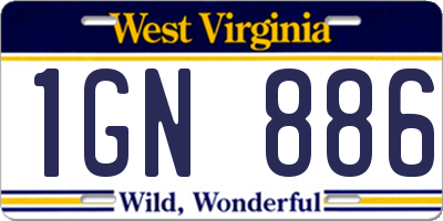 WV license plate 1GN886