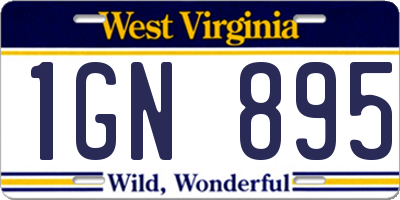 WV license plate 1GN895