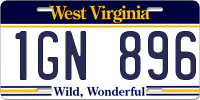 WV license plate 1GN896