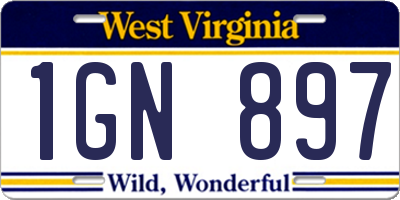 WV license plate 1GN897