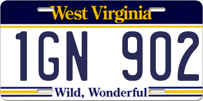 WV license plate 1GN902