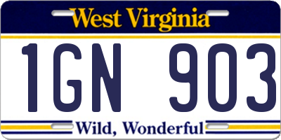 WV license plate 1GN903