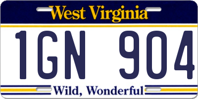 WV license plate 1GN904