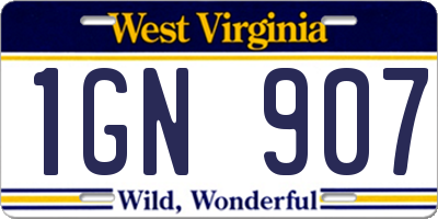 WV license plate 1GN907