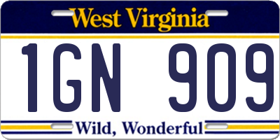 WV license plate 1GN909