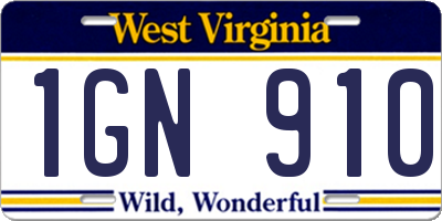 WV license plate 1GN910