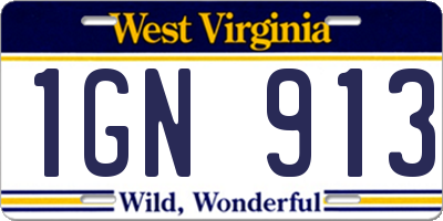WV license plate 1GN913