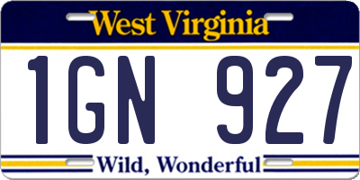 WV license plate 1GN927