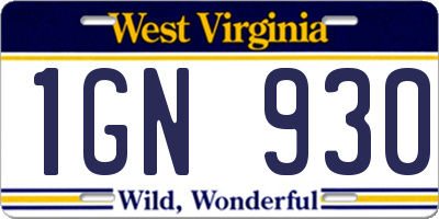 WV license plate 1GN930