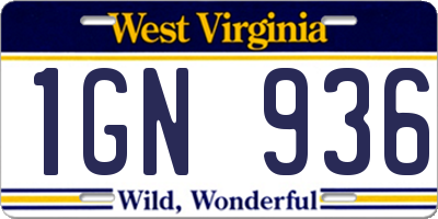 WV license plate 1GN936