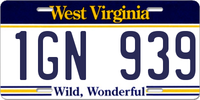 WV license plate 1GN939