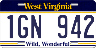 WV license plate 1GN942