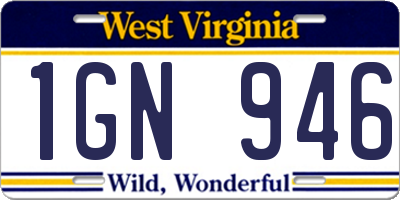 WV license plate 1GN946