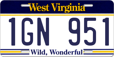 WV license plate 1GN951