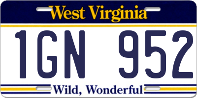 WV license plate 1GN952