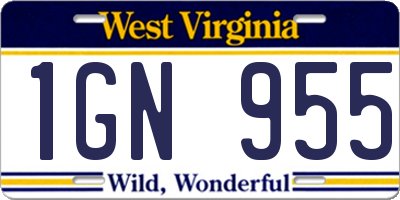 WV license plate 1GN955
