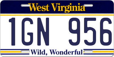 WV license plate 1GN956