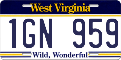 WV license plate 1GN959