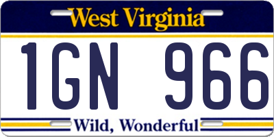 WV license plate 1GN966