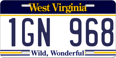 WV license plate 1GN968