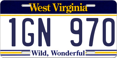 WV license plate 1GN970
