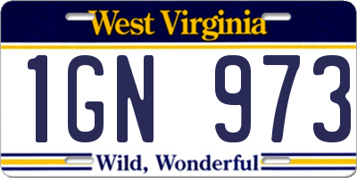 WV license plate 1GN973