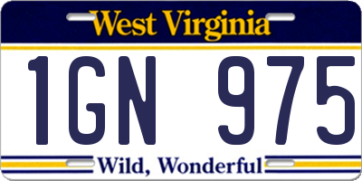 WV license plate 1GN975