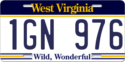 WV license plate 1GN976