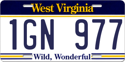 WV license plate 1GN977